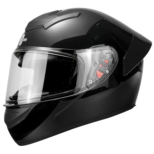 Deflife Full Face Motorcycle Helmet for Adults with DOT Approved, Gloss Black Lightweight Aerodynamic Street Bike Helmet for Men and Women, Three Layers Protection - Image 3