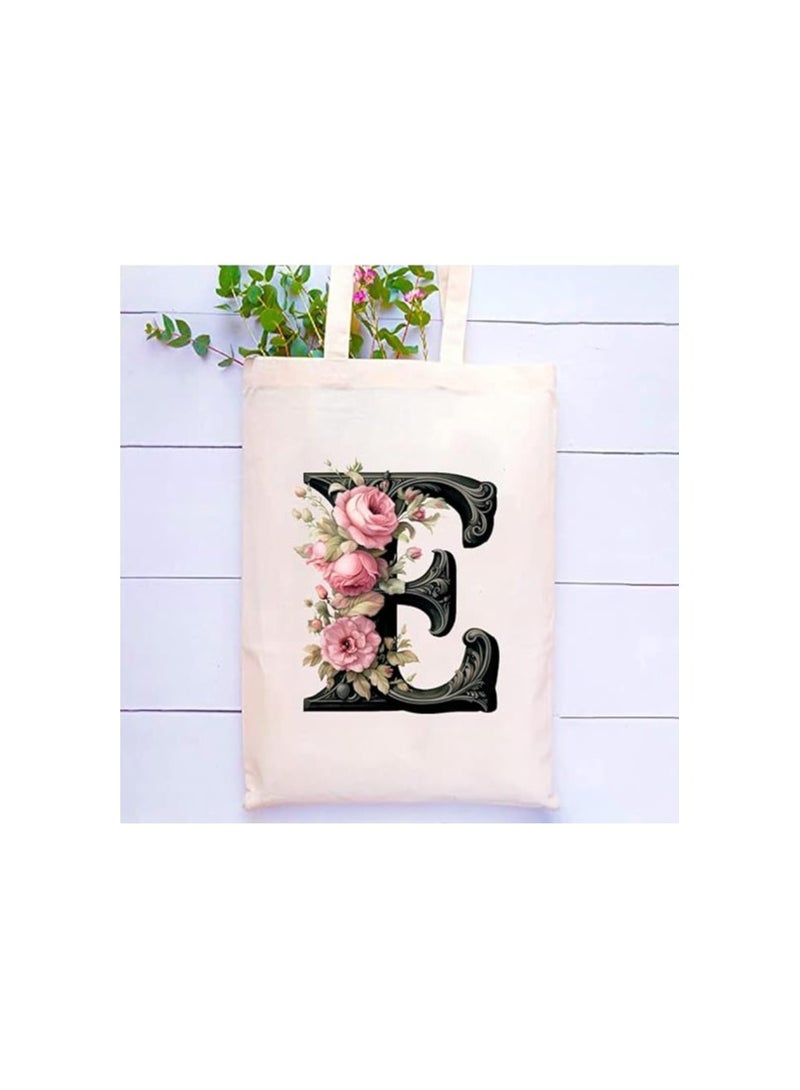 برينت شوب فور مي حقيبة يد قطنية مطبوعة بالحروف الأبجدية - حقيبة قطنية بتصميم حرف واحد أولي - مثالية للمدرسة - السفر - هدية عيد ميلاد - Image 2