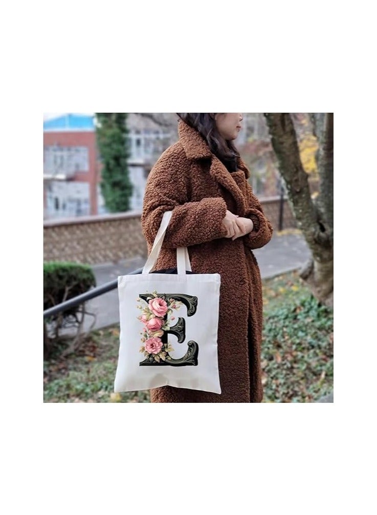 برينت شوب فور مي حقيبة يد قطنية مطبوعة بالحروف الأبجدية - حقيبة قطنية بتصميم حرف واحد أولي - مثالية للمدرسة - السفر - هدية عيد ميلاد - Image 4