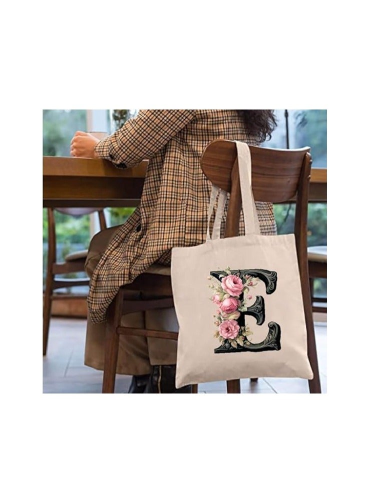 برينت شوب فور مي حقيبة يد قطنية مطبوعة بالحروف الأبجدية - حقيبة قطنية بتصميم حرف واحد أولي - مثالية للمدرسة - السفر - هدية عيد ميلاد - Image 5