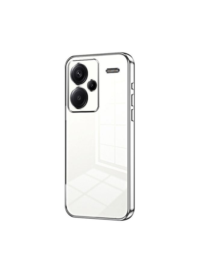 HuHa Case Cover For Xiaomi Redmi Note 13 Pro+ Transparent Plating Fine Hole Phone Case Silver 