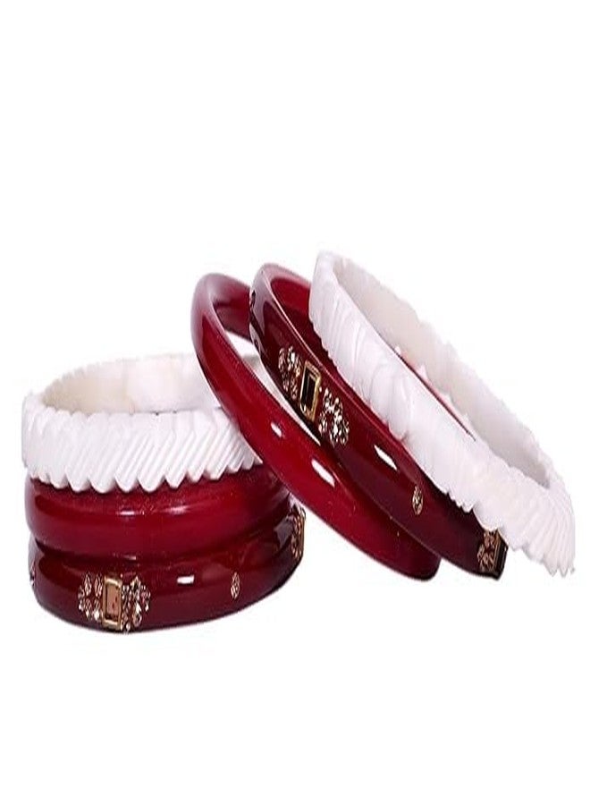 BANGLESKART Red & White Bangles Set for 2.4 |Red & White Bengali Bangles| for Women & Girls(6 Bangles) (2.2) - Image 4