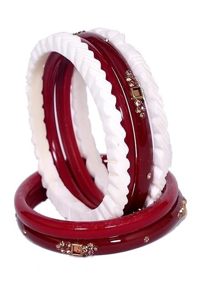 BANGLESKART Red & White Bangles Set for 2.4 |Red & White Bengali Bangles| for Women & Girls(6 Bangles) (2.2) - Image 3
