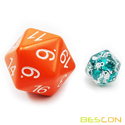 Bescon Jumbo D20 38MM, Big Size 20 Sides Dice Opaque Orange, Big 20 Faces Cube 1.5 inch - Image 3