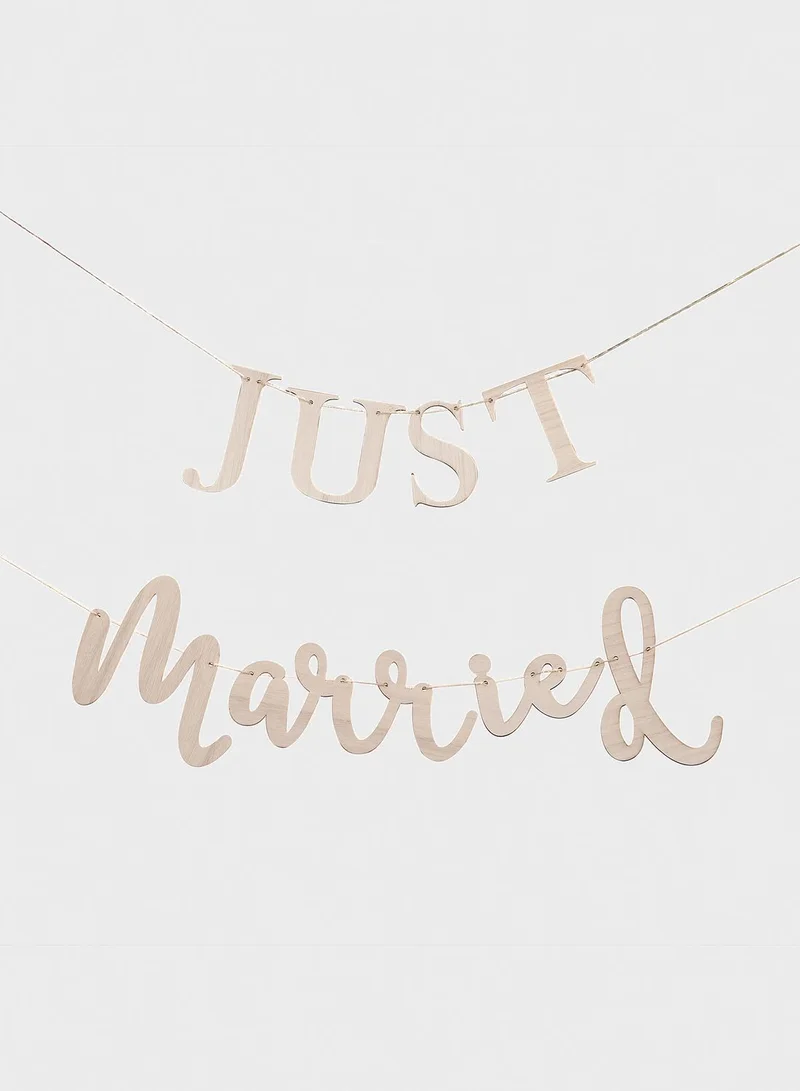 Ginger Ray Just Married Wooden Bunting