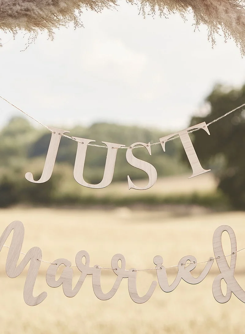 Ginger Ray Just Married Wooden Bunting