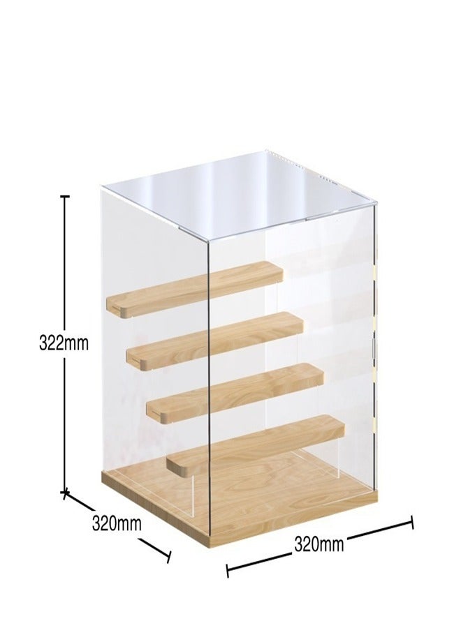 Transparent Display Box with Wooden Base 5 layer Dust proof  - Image 1