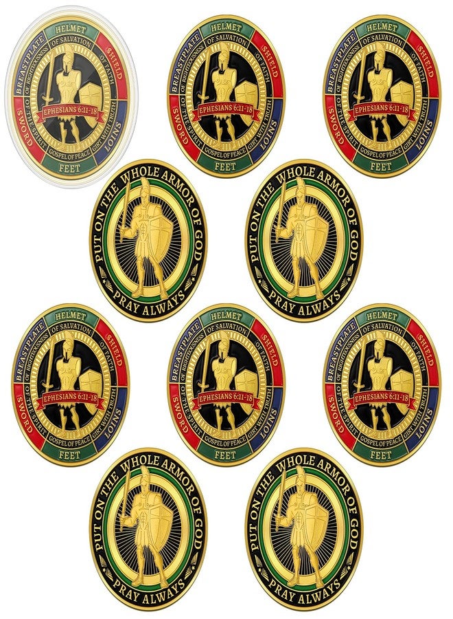 Nosiny 10 Pcs Put on the Whole Armor of God Coin Religious Prayer Coins for Christian Church School(Classic Style) - Image 1