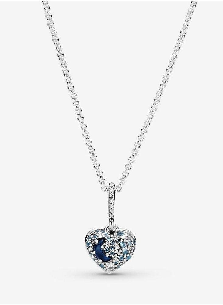 PANDORA - Pandora Sparkling Blue Moon & Stars Heart Necklace - Image 1