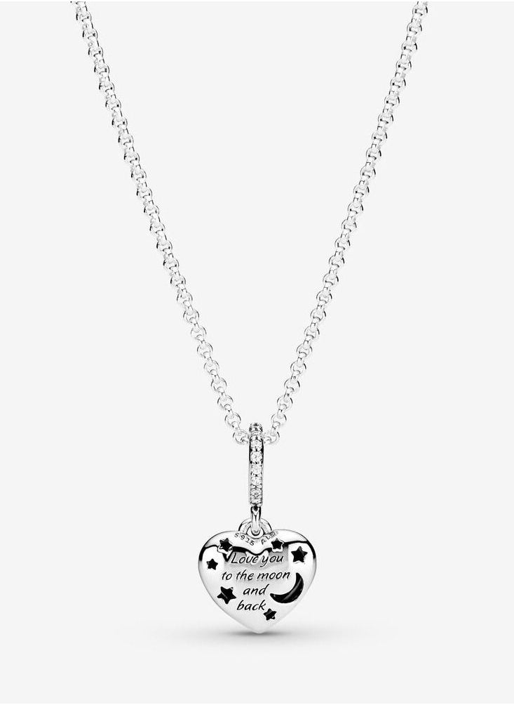 PANDORA - Pandora Sparkling Blue Moon & Stars Heart Necklace - Image 1