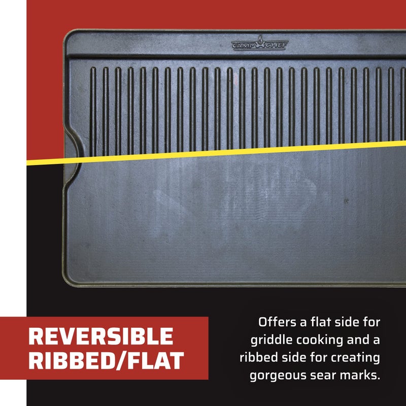 Camp Chef Reversible Pre-Seasoned Cast Iron Griddle, Cooking Surface 14 in. x 16, Black - Image 5