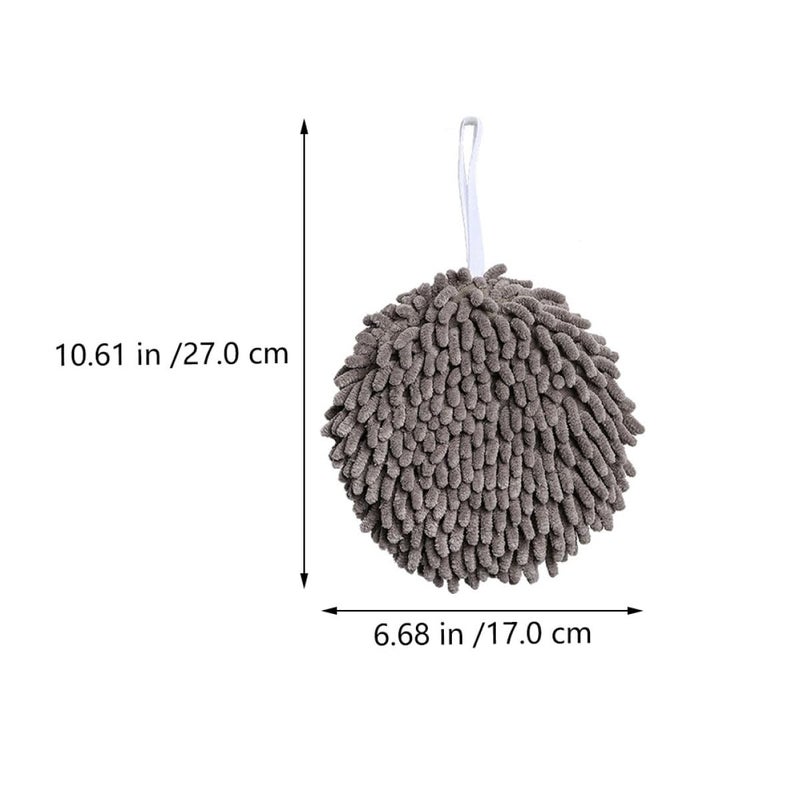 Chenille Hand Towel Balls 2 Pack Absorbent Quick Dry Soft White Light Gray Bathroom Kitchen Towels - Image 3