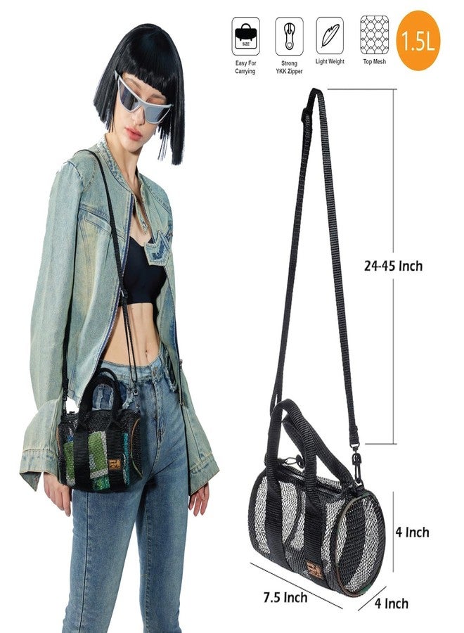 RE ROUGH ENOUGH Rough Enough Small Clear Purse Crossbody Bag for Women Stadium Events Country Concert Outfits Mesh - Image 2