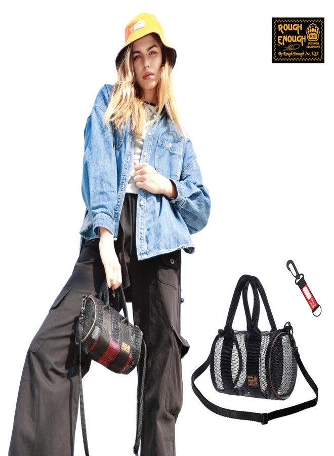 RE ROUGH ENOUGH Rough Enough Small Clear Purse Crossbody Bag for Women Stadium Events Country Concert Outfits Mesh - Image 5