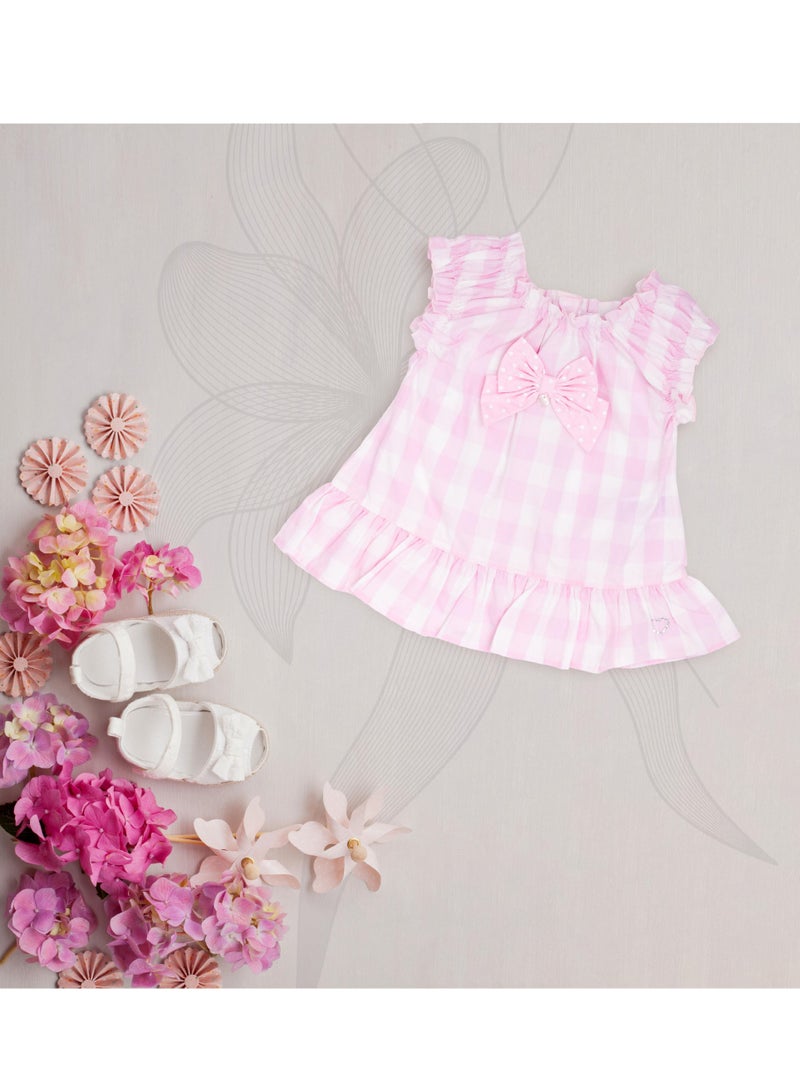 Moon بلوزة وبنطلون ضيق من MOON مصنوعان من القطن بنسبة 100%، مقاس 12-18 شهرًا، وردي - مربعات وردية - Image 5