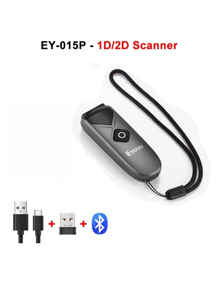 EYOYO Mini Barcode Scanner, Lightweight And Portable Bluetooth Barcode Scanner, QR Code Screen Image Reader, Strong And Durable Barcode Scanning Machine, (1pc, Grey)  - Image 1