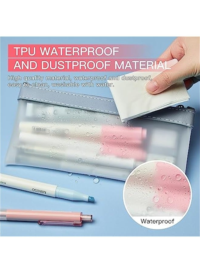 Generic 4 Pack Pencil Case Zipper Pencil Pouch, Multifunctional Clear Pen Bag Organizer Stationery Storage Bag for Office Supplies Cosmetics Makeup Travel Accessories - Image 3