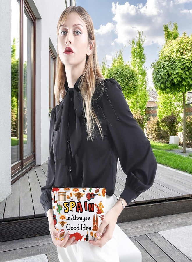 WCGXKO Spain Lover Gift Trip To Spain Gift Spain Is Always A Good Idea Zipper Pouch Cosmetic Bag (SPAIN) - Image 4