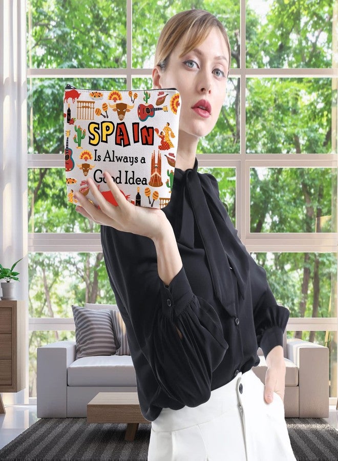 WCGXKO Spain Lover Gift Trip To Spain Gift Spain Is Always A Good Idea Zipper Pouch Cosmetic Bag (SPAIN) - Image 5