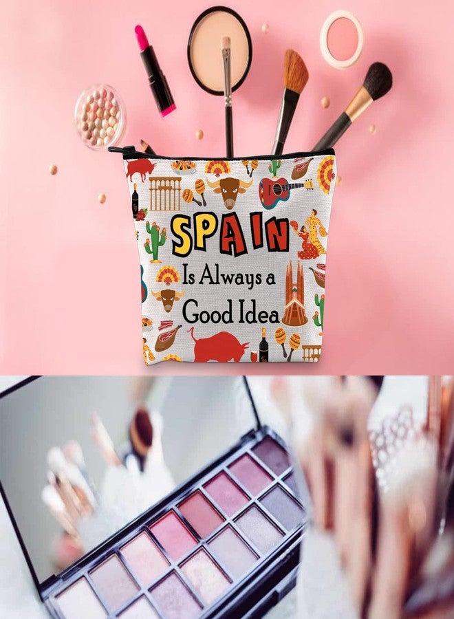 WCGXKO Spain Lover Gift Trip To Spain Gift Spain Is Always A Good Idea Zipper Pouch Cosmetic Bag (SPAIN) - Image 3