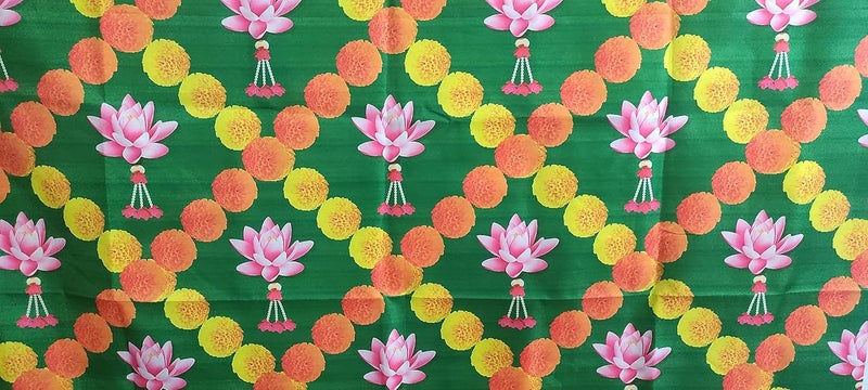 ZESTENTER ZestEnter Lotus Backdrop Cloth for Pooja Decoration Backdrop Curtain for PoojaTraditional Background Curtain Cloth for Festival Decorations Home Festivals  - Image 2