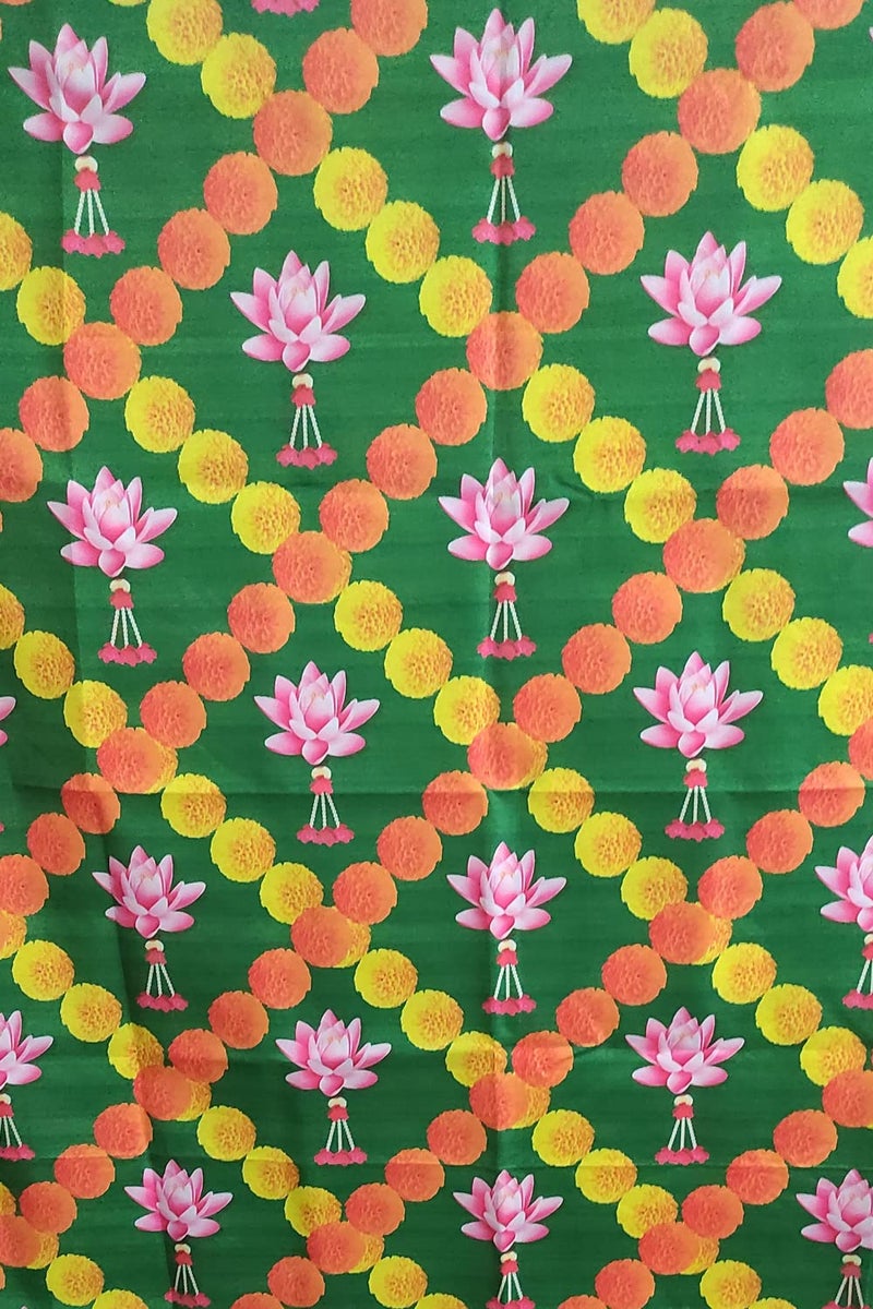 ZESTENTER ZestEnter Lotus Backdrop Cloth for Pooja Decoration Backdrop Curtain for PoojaTraditional Background Curtain Cloth for Festival Decorations Home Festivals  - Image 1