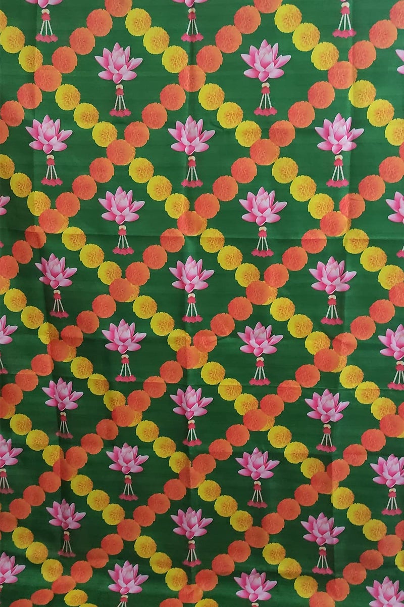 ZESTENTER ZestEnter Lotus Backdrop Cloth for Pooja Decoration Backdrop Curtain for PoojaTraditional Background Curtain Cloth for Festival Decorations Home Festivals  - Image 3