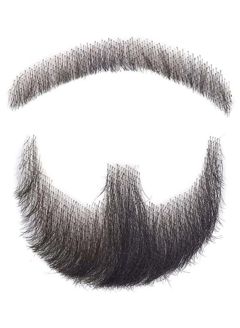 Fake Mustache Hand Tied Facial Hair False Beards Lace Invisible Fake Mustache for Entertainment Drama Party Movie Makeup Black - Image 3