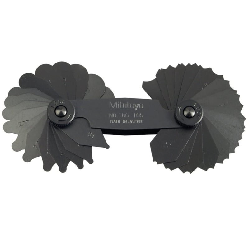 Mitutoyo 186105 Radius Gage Set 17 Pairs of Leaves 1mm to 3mm by 025mm 35mm to 7mm by 05mm - Image 1