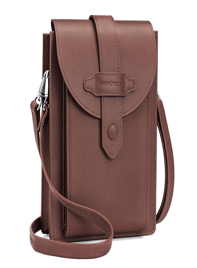 nuoku Small Crossbody Bags for Women with Elastic band Mini Cellphone Purse Designer Phone Bag with Sponge (Red Coffee) - Image 1