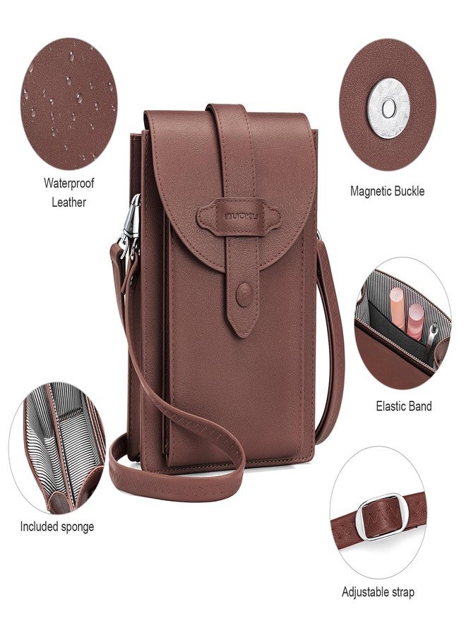 nuoku Small Crossbody Bags for Women with Elastic band Mini Cellphone Purse Designer Phone Bag with Sponge (Red Coffee) - Image 5