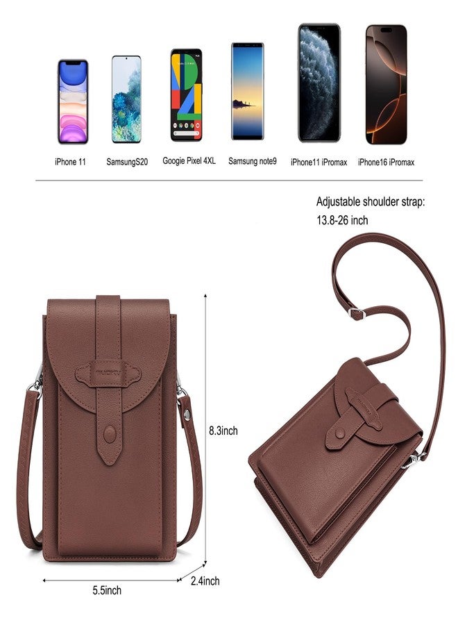 nuoku Small Crossbody Bags for Women with Elastic band Mini Cellphone Purse Designer Phone Bag with Sponge (Red Coffee) - Image 3