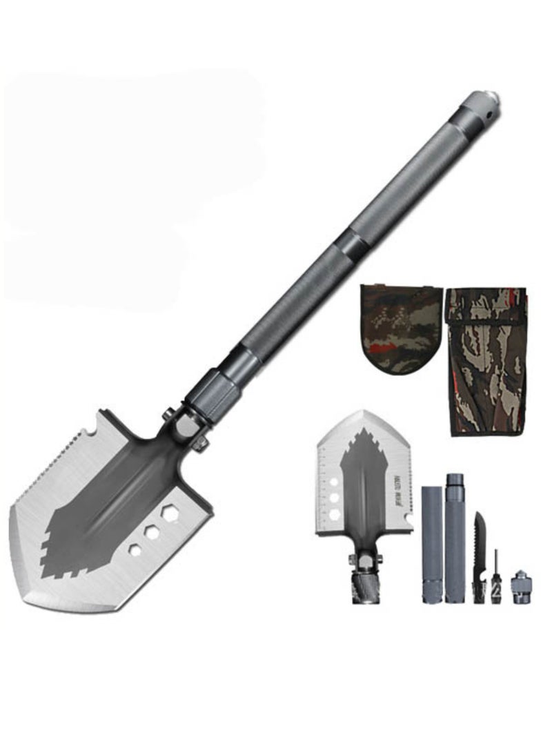 BONAI Multifunctional Tactical Folding  Shovel – Portable Camping Tool with Adjustable Handle, Emergency Kit (Knife, Fire Starter, Screwdriver), Glass Breaker, and Carry Pouch – Durable for Outdoor, Hiking, and Emergency Use  - Image 1