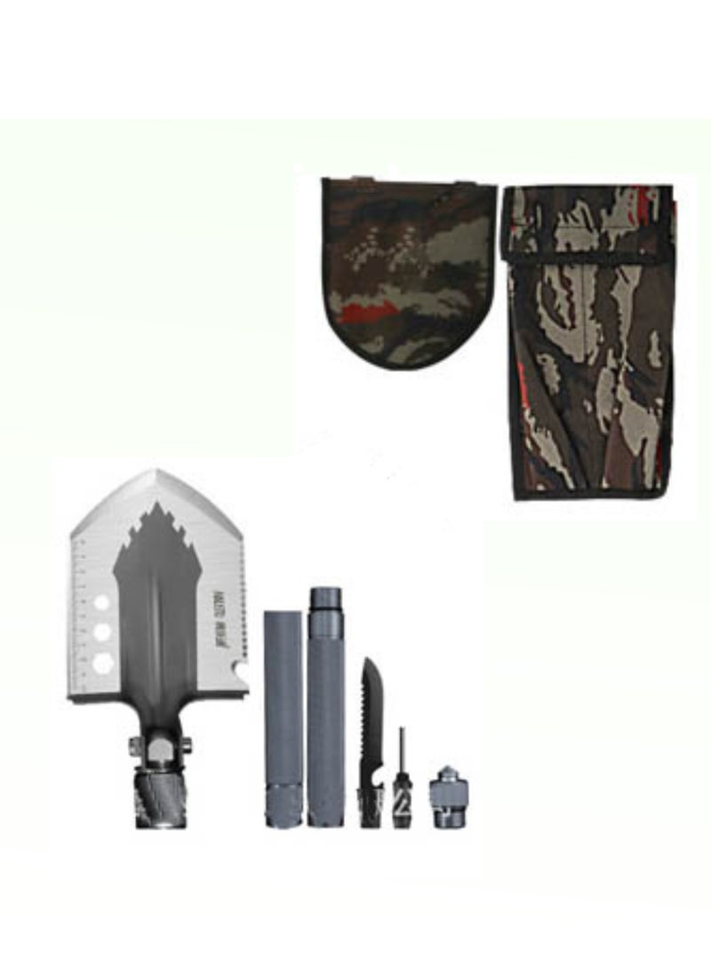 BONAI Multifunctional Tactical Folding  Shovel – Portable Camping Tool with Adjustable Handle, Emergency Kit (Knife, Fire Starter, Screwdriver), Glass Breaker, and Carry Pouch – Durable for Outdoor, Hiking, and Emergency Use  - Image 3