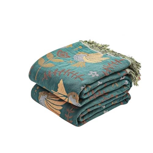 XIBLC Boho Throw Blanket 100 Cotton Ultra Soft Luxury Throw Rustic Quilt 50x60 Floral Printed Farmhouse Decor Bed Summer Blankets All Season Reversible Bohemian Throw for Bed - Image 1