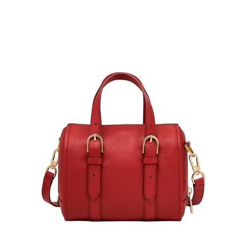 Fossil Carlie Satchel Handbag, Garnet - Image 4
