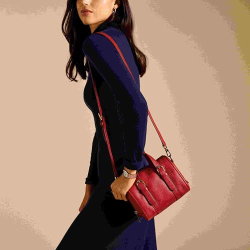 Fossil Carlie Satchel Handbag, Garnet - Image 2