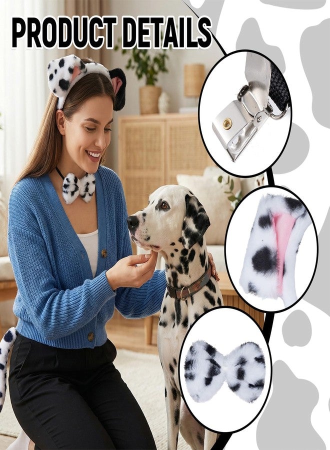 Jmkcoz Dalmatian Dog Costume Set Dalmatian Puppy Ears Headband and Tail Bowtie Accessories for Women Halloween 100 Days of School Dress Up Cosplay Party - Image 4