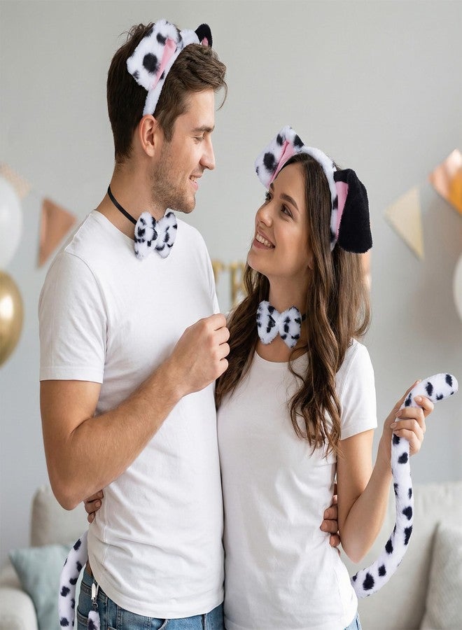 Jmkcoz Dalmatian Dog Costume Set Dalmatian Puppy Ears Headband and Tail Bowtie Accessories for Women Halloween 100 Days of School Dress Up Cosplay Party - Image 2