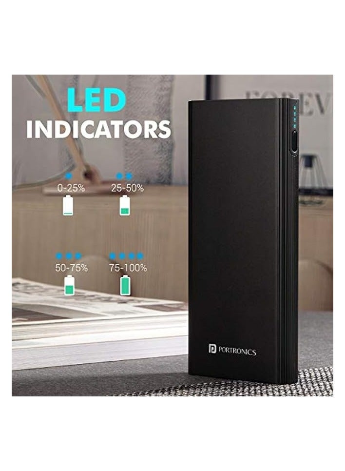 Portronics Power M 10K 10000 mAh Metal Housing Power Bank with Dual Input, Black - Image 3