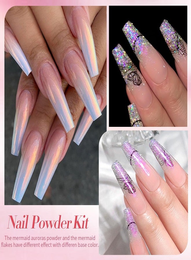 Born Pretty Pink Chrome Nail Powder Metallic Mirror Glitter Sequins Holographic Aurora Pigment Powder Manicure Nail Art Decoration Sets 6 Boxes - Image 2