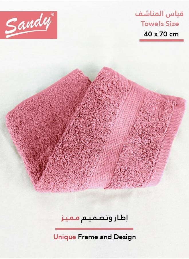 ساندي منشفة وجه قطن 100% من ساندي, مثالية للاستخدام اليومي, سريعة الجفاف وعالية الامتصاص وناعمة الملمس, 70×40 سم, وردي  - Image 2