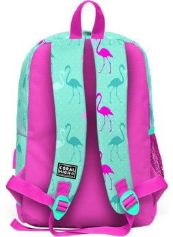 CORAL HIGH Kids Water Green Neon Pink Flamingo Patterned USB 2-Piece School Bag Set SET0223275  - Image 5
