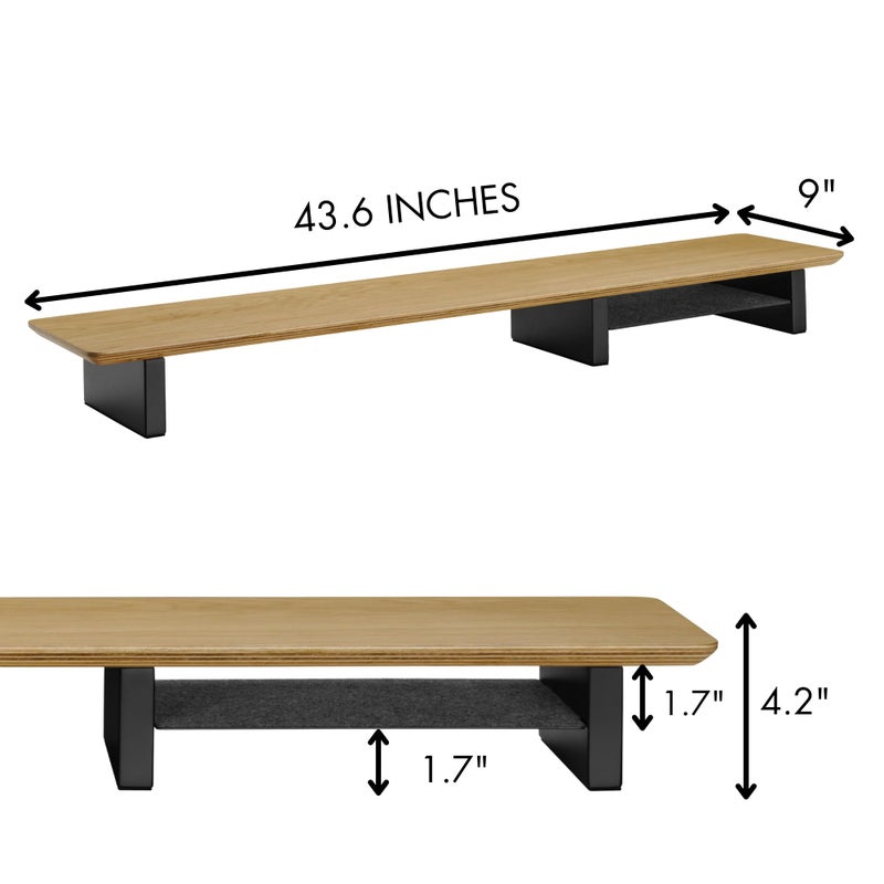 IVE Design XL Oak Wood Desk Shelf for Top of Desk 44 Inch Length - Image 2