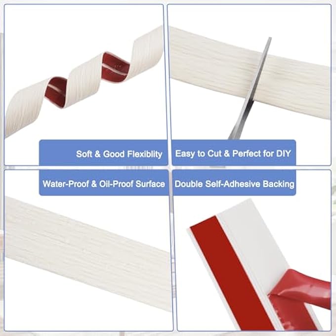 WALL CORNER PROTECTOR MOULDING TRIM PEEL AND STICK WALL CORNER GUARDS TRIM FLEXIBLE SELF ADHESIVE EDGE PROTECTOR MOULDING, 0.8 IN X 10 FT, BEIGE WOOD - Image 3