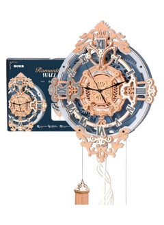Robotime ROKR 3D Wooden Puzzle Romantic Notes Wall Clock LC701, Aesthetic DIY Decoration Wall Clock with Pendulum, Unique Wooden Crafts Build Metal Mechanical Model Clock Kits, Home Decor and Birthday Gifts for Teens or Adults  - Image 1