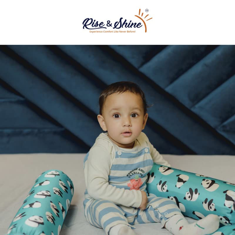 Rise & Shine Rise Shine Memory Foam Baby Bolster Pillow Cushion to give Side Support to The Baby with Washable Outer Cover 22x5 Blue - Image 3