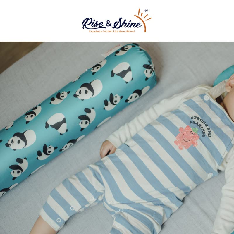 Rise & Shine Rise Shine Memory Foam Baby Bolster Pillow Cushion to give Side Support to The Baby with Washable Outer Cover 22x5 Blue - Image 4
