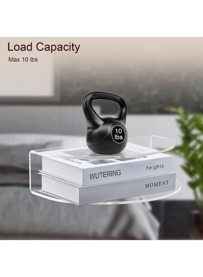TPGP Acrylic Floating Nightstand, Wall Mounted Bedside Table for Bedroom, Hanging, 10 lbs Load, Oval, 14" L x 8"W x 4" H, Clear  - Image 3