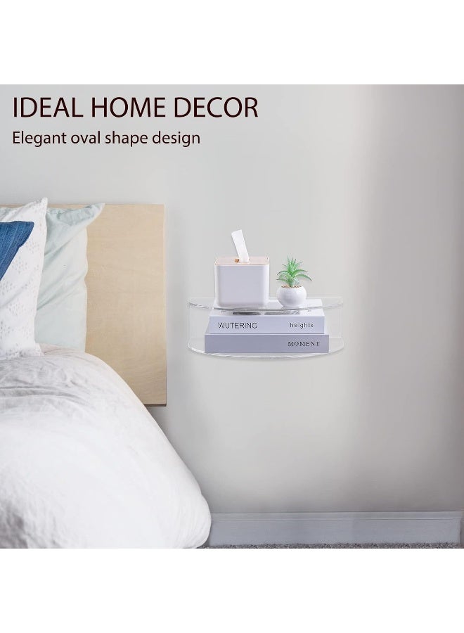 TPGP Acrylic Floating Nightstand, Wall Mounted Bedside Table for Bedroom, Hanging, 10 lbs Load, Oval, 14" L x 8"W x 4" H, Clear  - Image 4